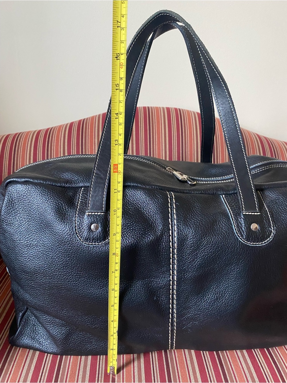 Roots vintage Black Leather Weekend Duffel Bag pebble leather - Picture 10 of 16